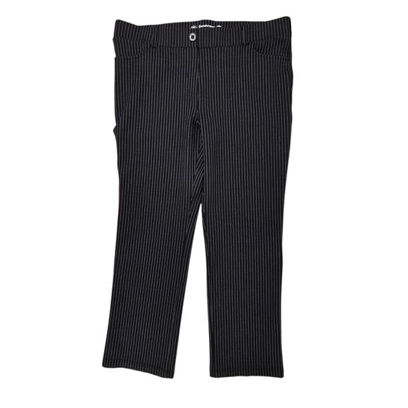 BETABRAND Straight Leg Yoga Dress Pant Size XXLP Black Pinstripe Pull-On Stretch - Picture 1 of 6